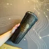 Starbucks أصيلة Black Golden Durian Straw Mug 710ml Mermaid Dazzle Color Plastic Water Coffe Cupe Gift275G