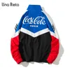 Una Reta Men Jacket antumn Zipper Colorful Coat Jacket Men Plus Size Streetwear Aways Colled Cool Patchwork Print Jacket 201104