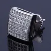 Mens Hip Hop Stud Earrings Jewelry New Fashion Gold Silver Simulated Diamond Square Men Fashion Earrings239N