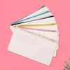 Wholesale 600pcs White canvas blank plain zipper Pencil pen bags stationery cases clutch organizer bag Gift storage pouch