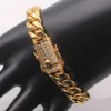 316L Мужчины из нержавеющей стали 316L Женщины Miami Cuban Link Chain Bractele Micro Diamond Double Safe Clasp Hiphop High Tolished Ювелирные Изделия Браслет