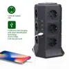 Torre Multi Power Strip Vertical UE Plug 12 vias tomadas Soquetes com Usb Surge Protector Circuit Proteção 2m cabo de extensão 2M