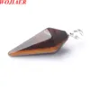 Wojiaer Colar Pingente Tigres Natural Olhos Gem Pedra Hexagonal Pirâmide Chakra Chakra Dangle Bads Jóias Z9089