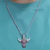 Iced Out Cattle Pendant Necklace Zircon Men039s Charms Necklace Fashion Hip Hop Necklace Bling Jewelry Gifts6919939