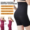 LAZAWG Butt Lifter body shaper firm belly control Shapewear High Waist Shorts Mid Thigh Slimmer Girdle Panties with Hook 201222