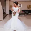 Luxury Arabic Dubai Beaded Mermaid Wedding Dresses 2022 African Long Sleeve Appliques Pearls Wedding Bridal Gowns Plus Size Vestido de noiva CG001