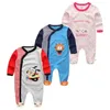 2020 Yaz Yeni Stil Uzun Kollu Kızlar Bebek Romper Pamuk 3pcssets Set Yenidoğan Vücut Takım Bebek Pijama Erkek Hayvan Maymun Yük atanlar LJ21467402