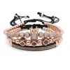 3 unids/set pareja pulsera/corona/para amantes/pulseras para mujeres hombres joyería de lujo