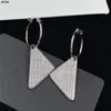 Voller Diamant Designer Halskette Dreieck Label Anhänger Quaste Ohrringe Frauen Strass Ohrstecker Jewelry191a