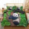 Homesky Panda Bedding Set 3D Printed Animal Duvet Cover Twin Full Queen King Double Au Enkel storlek Sängkläder PillowCase 2 / 3PCS 201114