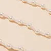 Chokers enkla kvinnliga modehandgjorda kristallpärlade halsband för kvinnor Trendiga White Simulated Pearl Necklace Party Jewelry1