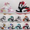 1 1s Low TD Kids Basketball Shoes Babys Light Smoke Grey Ice Cream Mystic Green Shattered Backboard Black Toe Outddor Children Sneakers Size 24-35