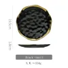 Ceramic Dinner Plate Gold Inlay Snack Dishes Luxury Gold Edges Plate Dinnerware Kitchen Plate Black White Set 201217