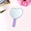 Heart Makeup Mirrors Women Female Handle Hand Lookingglass Ladies Single Side Colorful Compact Mirror Thin Portable