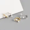 100 äkta 925 Sterling Silver Hoop örhängen för kvinnor Ins White Beads Circle Earring Brinco Fine Party Jewelry9401198