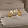 Anillos de racimo estrella de circón geométrico abierto para mujer chica acero inoxidable cristal blanco anillo de dedo ajustable regalo de joyería Vintage