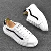 Summer Spring White Lace Up wedding Shoe Luxury Fashion Casual PU Leather Moccasins Flats Sneakers Handmade Simple Outdoor Leisure Loafers