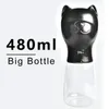 480 مل زجاجة مياه الحيوانات الأليفة المحمولة للكلاب بولدوغ بوج جرو سفر جرو السلطانية وعاء في الهواء الطلق موزع التغذية Y200917