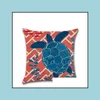 Coussin/oreiller décoratif Home Textiles jardin tortue de mer imprimé lin coussin Er Marine océan baleine pieuvre hippocampe décor taie d'oreiller