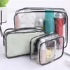 Waterdichte PVC Zippered Toilettoilet draagt ​​zak draagbare make-up tas organizer tas set voor reizen