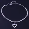 Anklets VCU Ins Fashion Love Heart Anklet Rhinestone Chain For Women Beach Tennis Pendant Bracelet Leg