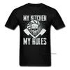 Camiseta 100% de algodón para hombre, camiseta My Kitchen My Rules Chef, camiseta de diseño Vintage para hombre, camisetas de Calavera, ropa de cocina divertida, camisetas negras G1222