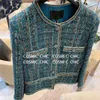 Giacche da donna firmate Designer Cosmicchic Donna Autunno Elegante Tweed Cappotto corto in lana di lusso OL Ladies Blue Pocket Runway Abbigliamento 201013 XN0W S7SB