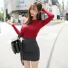 T Shirt Korean Style Slim T-shirts Sexy Tshirts Cotton Long Sleeve Summer Tops Tee Femme Khaki Blue White Black 220217