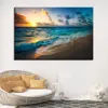 Natural Gold Beach Sunset Landscape Posters and Prints Wall Art Pictures Painting Wall Art for Living Room Home Decor Framed Unfra7197790