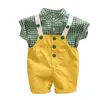 Çocuklar Suits 2021 Yaz Bebek Erkek Giyim Setleri Kısa Kollu Gömlek Önlüğü Şort Toddler Bebek Giysileri Çocuklar Çocuk Giyim G220310