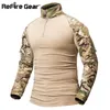 ReFire Gear Camouflage Army T-Shirt Men US RU Soldiers Combat Tactical T Shirt Military Force Multicam Camo Long Sleeve T Shirts 201203
