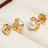 C Legers Pearl Earring Top Kwaliteit Stud Luxe Merk 18 K Gilded Studs voor Woman Merk Design New Selling Diamond Exquisite Gift 925 Silver 5A oorbellen