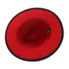 Qiuboss 60 cm Big Head Size Black Red Patchwork Wool Felt Jazz Fedora Hats Caps Wide Brim Panama Trilby Cap för män Kvinnor T2001183476967