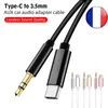 Typsnitt till 3,5 mm Kabel Typ C Jack Audio Extension Aux Cord för Xiaomi Samsung för bilhögtalare Headphone Connector