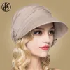 FS Fashion Cotton Cappelli estivi per donna Cappello da sole da spiaggia Fiore Beige Blu Tesa larga Visiera floscia Cappellini regolabili Chapeu Feminino Y200602