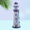 1pc Candle Lantern Iron Medelhavet Lighthouse Dekorativ Stearinljus Hängande Lantern För Hem Fester Evenemang Dekoration T200703