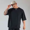 Running Oversized T shirt Men Gym Bodybuilding and Fitness Loose Casual Lifestyle Wear T-shirt Male Streetwear Hip-Hop Tshirt G220223