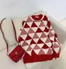 Frauen-Winter-roter und weißen Pullover und Pullover Oneck Geometric Knit Jumper lange Hülsen-Patchwork Maxi-Knit Tops