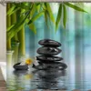 Zen zasłony prysznicowe zasłony w łazience dekoracje domu zielony żółty motyw ogrodowy zen bambusowy wodoodporny pokaz zasłony 201109