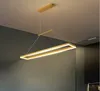 LEDダイニングルームシャンデリアノルディックラグジュアリーミニマリストモダンミニマリストオフィスストリップライトフロントデスクブラウンバー吊りランプ