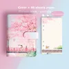 Blocos de Notas Sharkbang Flores Cerejeiras Sakura 80 Folhas A6 Loose-Leaf Notebook Journals Agenda Planner Gift Set Kawaii Balas Papelaria