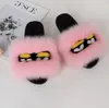 Hot Sale-Fashion Summer Gliders Kvinnor Kartong Fur Slippers Real Fox Fur Sneakers Ny Sponge Skin