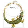 Punk sieraden ketting alligator / hagedis / kameleon coole dier sieraden hanger ketting met acryl strass voor vrouwen / tienermeisjes