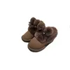 Rabbits Ears Boots Girls Suede Toddler Winter Warm Fur Shoes for Girl Bow Band Baby Snow Kids Footwear C11181 211227