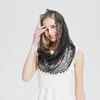 Дизайн женщин мягкие черные белые кружевные шарфы кольца дамы платки на головном повязке.