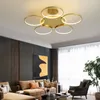 Suspension de style moderne pour foyer chambre restaurant nordique créatif cercle géométrique doré luminaires peints en fer LED lampe à intensité variable