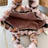 Diseñador- Estampado de leopardo Moda Mujer Bandolera de mensajero Bolsas de compras de felpa Gran capacidad Otoño Invierno Bolso cruzado mullido