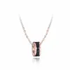 Black Cubic Zirconia Pendant Roman Letter Necklace For Women Stainless Steel Wedding Female Necklace Jewelry