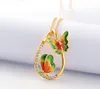 Water Drop Painting Necklace 2 Gold Plated Link Long Chain Necklaces Zircon Butterfly Necklace