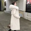 Winter dikke lange jas vrouwen Koreaanse stijl slanke damesjasje met ritssluiting plus size bont kraag vaste vrouwelijke parka's 201027